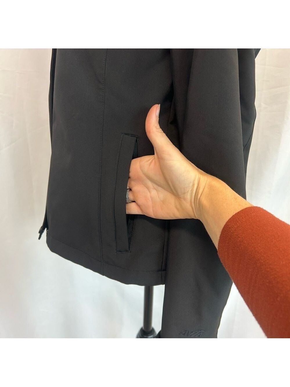 Avia black hooded full front zip long sleeve jacket coat Sz M - Picture 6 of 15